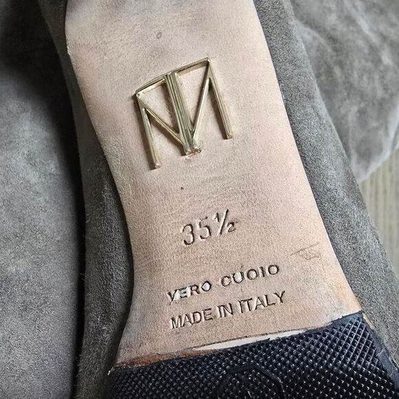 Tamara Mellon Icon 75 Knee High Nappa Suede Heeled Slouch Boot in Moss Gray - Picture 8 of 14